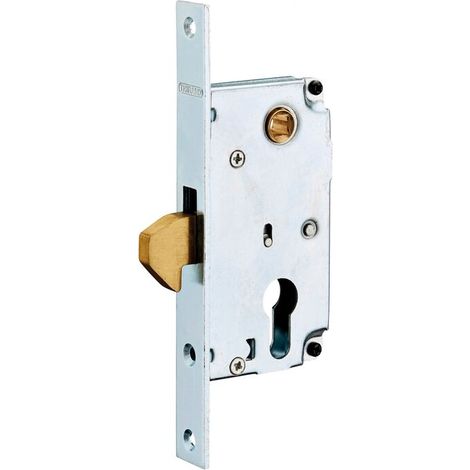 Serrure encastrable à cylindre pour portail – Axe 40mm – Acier zingué – Pêne crochet – Installation droite/gauche (1/3)