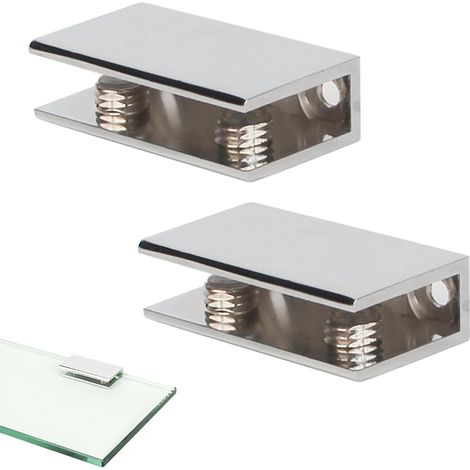 Lot de 2 supports d'étagère en verre en alliage de zinc pour verre de 3/8" Chrome poli (1/5)