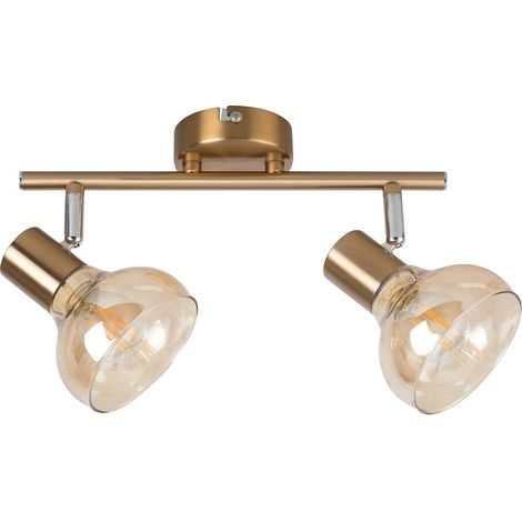 HOLLY, 2 HEADED SPOT WITH AMBER GLASS SHADE, WITHOUT LIGHTSO (1/5)