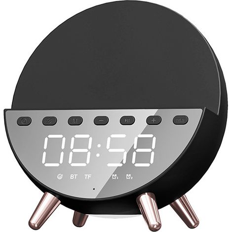 Digitaler Wecker mit 15 W kabelloser Aufladung mit warmweißem Licht, 5 beruhigenden Tönen/weißem Rauschen, Doppelwecker für Schlafzimmer, Langschläfer, Erwachsene/Kinder