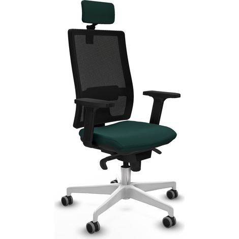 Horna sincro malla negra similpiel verde botella brazos 2D base blanca cabecero 2D ruedas 65mm engomadas (1/5)