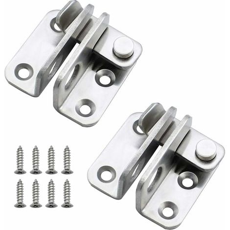 DEESSE SHOP - 2 Pièces Loquet de Porte Cadenas Droit Ouvert Moraillon Cadenas Boulon Serrure de Porte Petit Antivol en Acier Inoxydable avec 8 Vis Minuscule Fermoir de Cadenas Applicable à Diverses Po (1/5)
