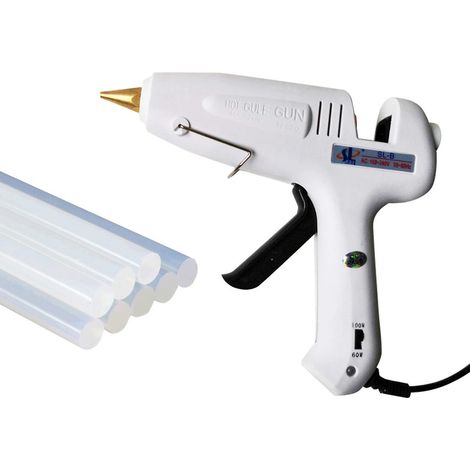 Professionelle Heißklebepistole mit zwei Leistungsstufen (60 W/100 W), Metalldüse und 11 Klebesticks für DIY-Projekte