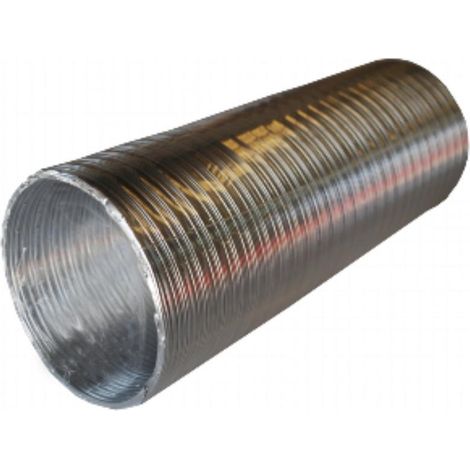 FPLUS tubo alum.flexible 110mm.plata 1.5mt. , Tubo flexible con lámina de Aluminio corrugada en color plata para evacuación de humos y gases de tipo domestico e industrial. Ventila