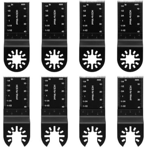 Lot de 8 lames scie oscillantes - Outil multifonction compatible Bo-sch,Dre-mel, Fe-in Multi-master 34mm Multifonction Lame De Scie Universelle Pour Bois Plastique (1/5)