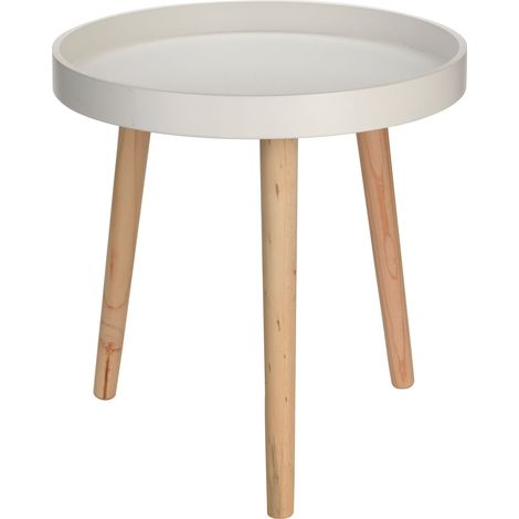 Holz Beistelltisch 40 x 39 cm - weiß - Couchtisch mit Beinen aus Massivholz - Sofa Couch Telefon Blumen Tisch