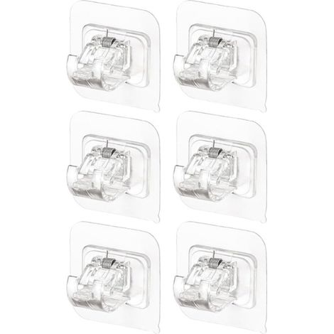 Soportes autoadhesivos, soportes para barras de cortina, soportes fijos para barras, transparentes, 6 piezas (1/5)