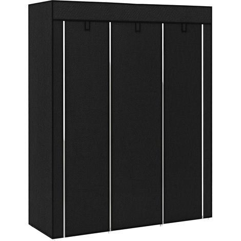 Armoire penderie multi-rangement 8 étagères 2 barres structure non tissée noir (1/5)