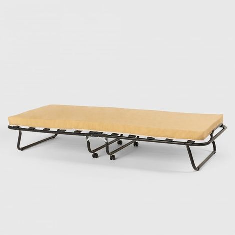Brandina letto pieghevole ruote e doghe con materasso 80x180 cm Ares - Beige (1/5)