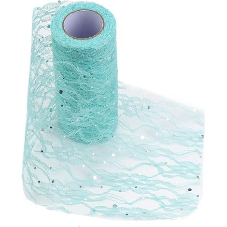 Chemin de table en dentelle à paillettes pour décoration de mariage ou de réception Vert Tiffany pour Salle à Manger, Jardin, Café,Fête (1/5)
