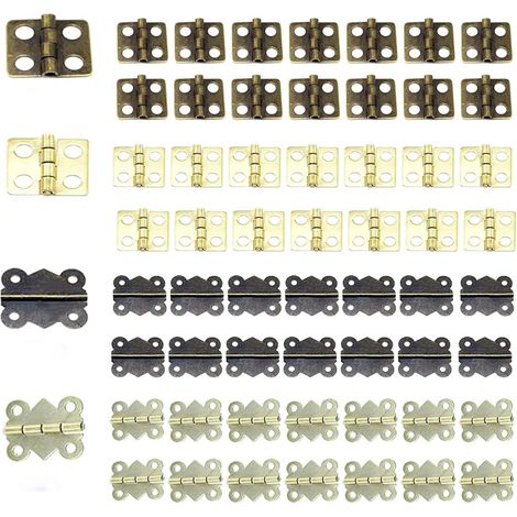 100 Pièces Mini Charnières Rétro avec 400 Pièces de Vis de Remplacement Papillon Charnières pour Boite en Bois Coffre à Bijoux Coffret Accessoires de Bricolage(13 x 12mm / 17 x 25mm) (1/5)