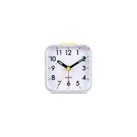 Rnemitery Geräuschloser analoger Wecker, Quarz-Wecker ohne Ticken, mit stufenloser Alarmlautstärke, Schlummerfunktion und Nachtlicht, aus weißem ABS-Kunststoff