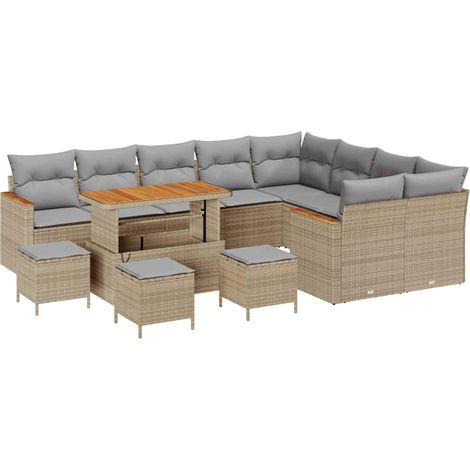 Maison Exclusive - Conjunto de sofá de jardín 13 pcs Beige Rattan