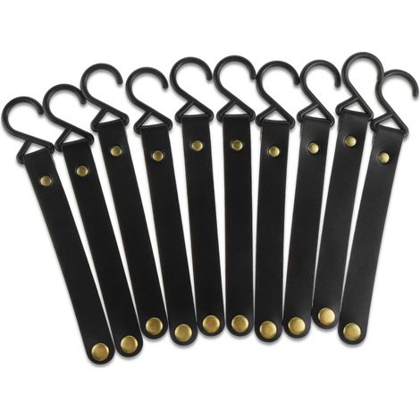 Crochet S - Crochet Pour Barre De Rideau En Cuir - Pour Organisation Cuisine Salle De Bain Garage - Lot De 10 (1/5)