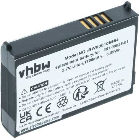 vhbw 1x Akku kompatibel mit Garmin Aera 550, 510, 560, 500 GPS Navigation Navi (1700 mAh, 3,7 V, Li-Ion)