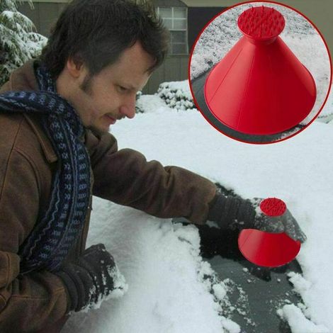 2pcs grattoir de pare-brise magique voiture grattoir à glace grattoir à neige 2 en 1 outil entonnoir huile ronde grattoir à glace verre voiture pare-brise grattoir à neige brosse de nettoyage (1/5)