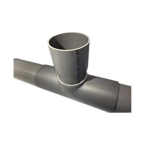 PVC-Abzweigsattel 250x100 mm mit 90 Grad, Länge 30 cm.