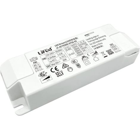 Driver Dimmable TRIAC 220-240V No Flicker Sortie 25-42V 550-750mA 14-30W LF-ACT030D Dimmable TRIAC Non Flicker