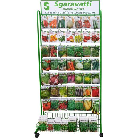 Espositore Verticale Sgaravatti in Metallo per Bustine Semi 49 Ganci