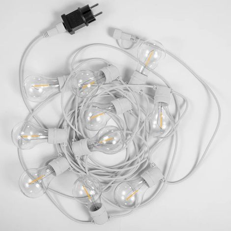 LED Lichterkette mit Stecker 10x E27 IP44 2700 K warmweiß 500 cm lang + 300 cm Kabel Modern Außenleuchte Außenlichterkette (1/4)
