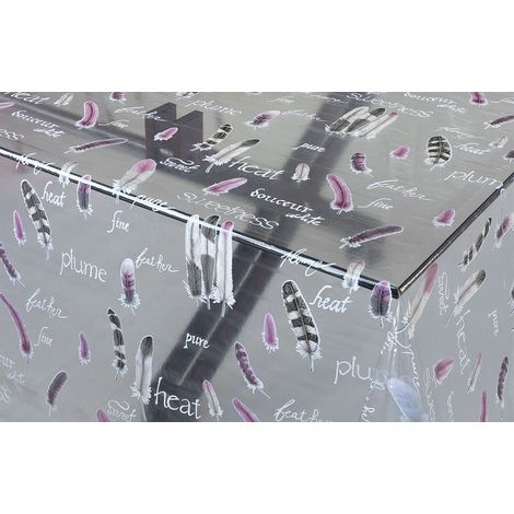 Tovaglia Trasparente Moderna Antimacchia Varie Misure Fantasie Plastificata PVC Copri Proteggi Tavolo su Misura MOD.Kristal Stampato (E) - 140x140 Cm