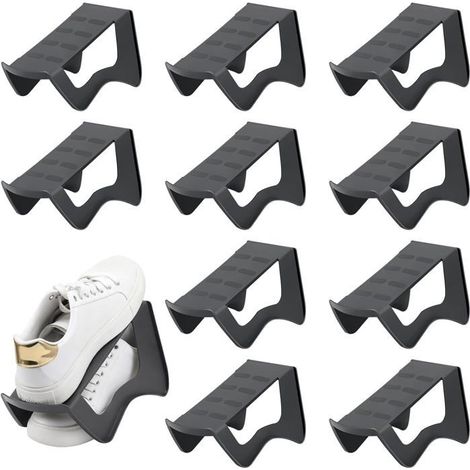 Lot de 10 Support Chaussures Gain de Place, Porte-Chaussures Durable en PP, Organisateur Chaussures Antidérapant, Support Chaussures (1/5)
