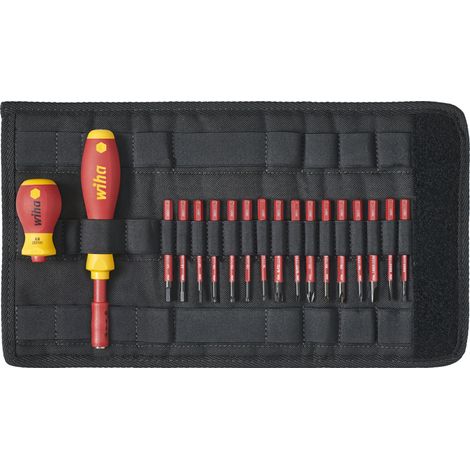 Wiha Juego de destornilladores y bits slimVario® en surtido, de 19 unid., incl. bolsa plegable (41231)
