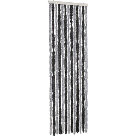 Rideau anti-mouches gris et noir 56x200 cm chenille CFW65131 (1/5)