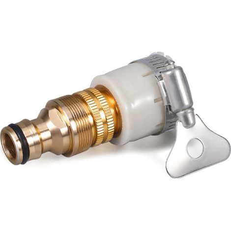 Raccord fileté 3 en 1 pour mitigeur de cuisine, compatible avec l'arrosage du jardin, l'arrosage automatique et un tuyau d'arrosage. Adaptateur anti-fuite pour robinet de cuisine. (1/5)