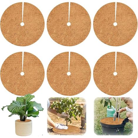 6 Pièces Tapis De Coco Plantes Disques De Paillage en Coco ø20cm Plantes Disque De Paillage Coco Tapis De Protection des Plantes Protection des Plantes Contre Le Gel. (1/5)