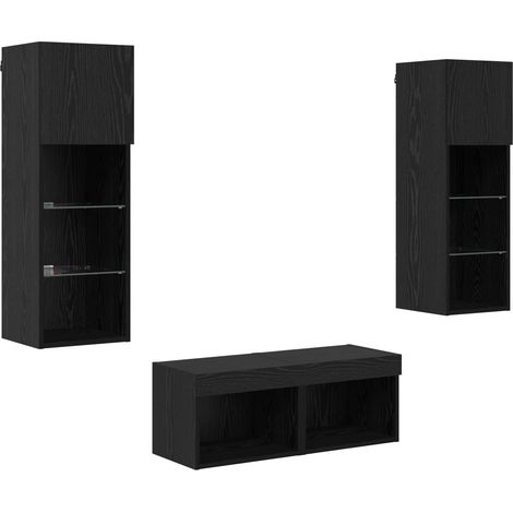 Maison Exclusive - TV-Wandregale 4 pcs Schwarz Eichen-Optik Holzw