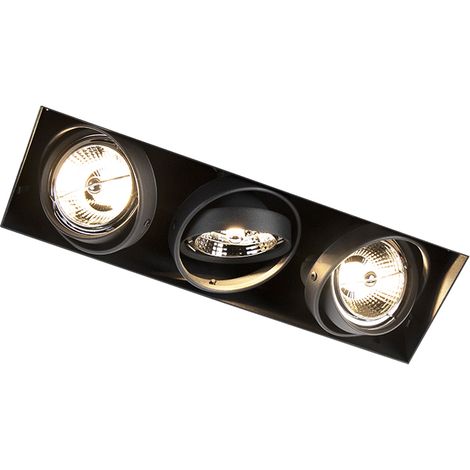 QAZQA Recessed Spotlight Black GU10 AR70 Trimless 3-Light - Oneon