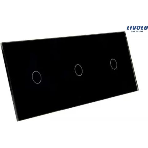 Panel de vidrio negro triple Livolo 70111-62 interruptor 1+1+1 (1/5)