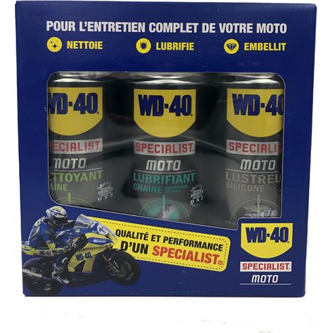 Kit d'entretien moto WD-40 – Nettoyant, lubrifiant et lustreur – Compatible joints en O, X, Z – Pour entretien courant