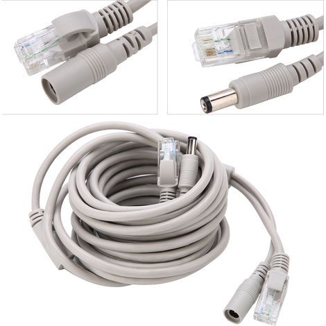 Câble Ethernet RJ45 avec Alimentation PoE pour Caméras de Sécurité et NVR - Longueurs 5M, 10M, 15M, 20M - 10/100 Mbps