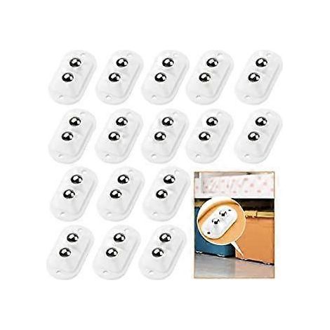 16 roulettes pivotantes auto-adhésives blanches, mini roulettes pivotantes pour boîte de rangement et poubelle, roulettes universelles auto-adhésives en acier inoxydable, double embout 360° (1/5)