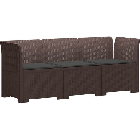 3-Seater Garden Sofa with Cushions Rattan Look PP Brown vidaXL (1/5)