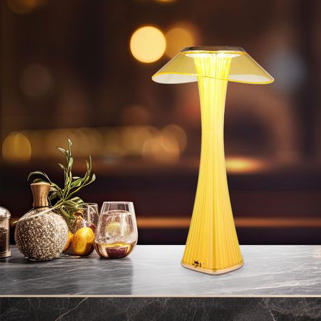 Lampe de table, lampe de chevet, lampe de table, lampe de salon, lampe de lecture, lampe de chambre, plastique acrylique ambre or, variateur tactile CCT, LED 2,5W 100Lm 2700K, 4500K, 6500K, H 27,4 cm