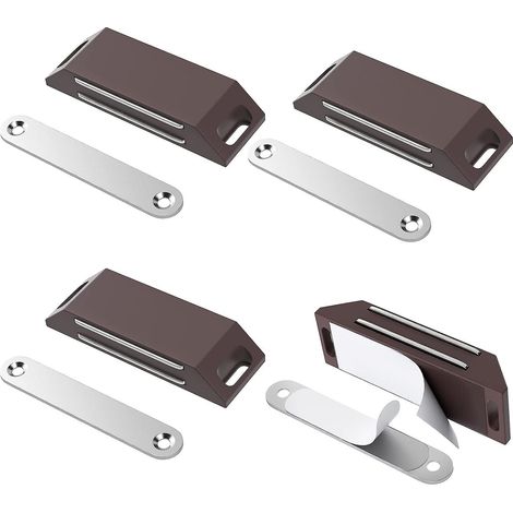 Lot de 4 aimants adhésifs pour portes, fermeture magnétique forte sans perçage, idéal pour placards et meubles (1/5)