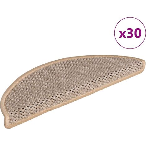 vidaXL Tappeti Adesivi Scale Aspetto Sisal 30pz 56x17x3cm Beige Chiaro