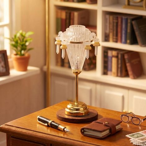 Lustre Miniature pour Maison de Poupée, échelle 1/12, alimenté par Batterie, Base en Alliage de Lumière Chaude, sans Fil, CR1632, Accessoires pour Maison de Poupée (Lumière de Bougie) (1/5)