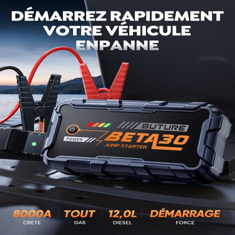 Booster Batterie Buture Beta30, 8000A-26800mAh-12V Démarreur Batterie Voiture(Tout Gaz ou 12L Diesel)avec 800 Lumens LED (1/5)