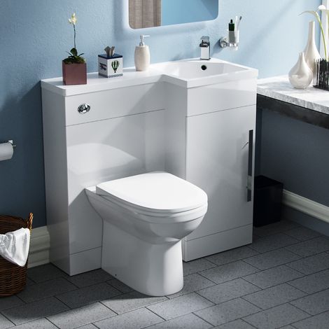 Raven RH 900mm Vanity Basin Unit, WC Unit & Welbourne Back to Wall Toilet White (1/5)