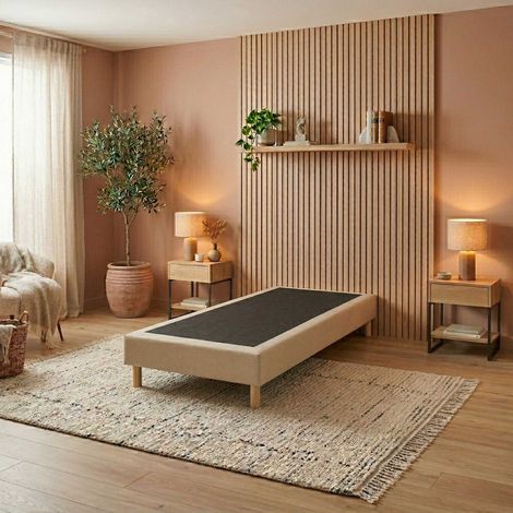 Sommier tapissier à lattes fixes couchage ferme soutien optimal 90 x 190 Sommier Beige (1/5)