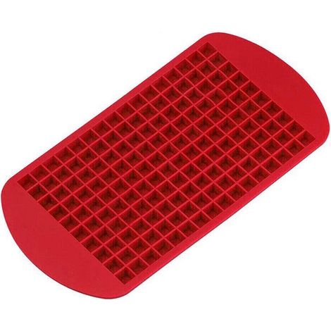 Moule à glaçons en silicone rouge à 160 alvéoles pour boissons maison. (1/5)