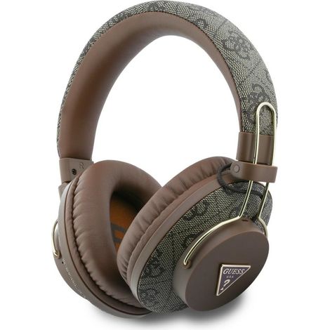 Cuffie circumaurali Bluetooth ENC con logo triangolare Guess, colore marrone. (1/4)