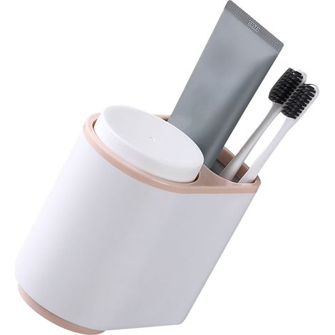 Magnetischer Hänge-Zahnbürstenhalter, adhäsiv befestigter Badezimmerhalter, rosa (1/5)