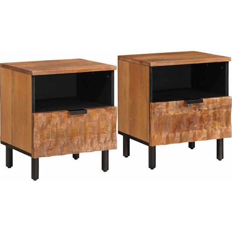 Nachttisch 2 pcs Braun 40 x 33 x 46 cm Massivholz Mango vidaXL