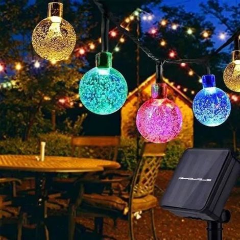Guirlande Lumineuse Solaire coloré 7M IP65 Exterieur 50 Boules Cristal LED pour Jardin Patio Clôture Mariage Terrasse Noël (1/3)