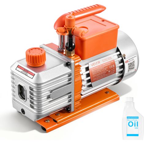 VEVOR Pompa per Vuoto Monostadio 5 CFM 142 L/min, Pompa per Vuoto a Palette Rotanti Due Stadi HVAC per Sistema R134a R22 R410a, Motore a 4 Poli, Manutenzione per Aria Condizionata di Veicoli